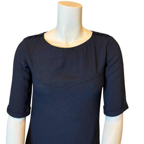 A.P.C. Rue Madame Paris Navy Crepe Dress Pockets, S - Picture 3 of 16